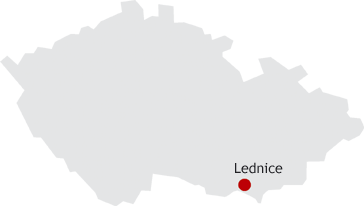 Mapa ČR s vyznačeným městem Lednice